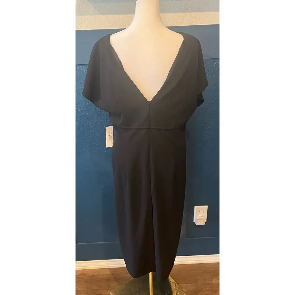 Donna Morgan Women's Flutter Sleeve Crepe Sheath Midi Dress with Keyhole - Picture 5 of 9